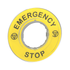 Schneider Electric - Nødstoppskilt Ø60 mm i gul farge med 3D design og merket ''EMERGENCY STOP''
