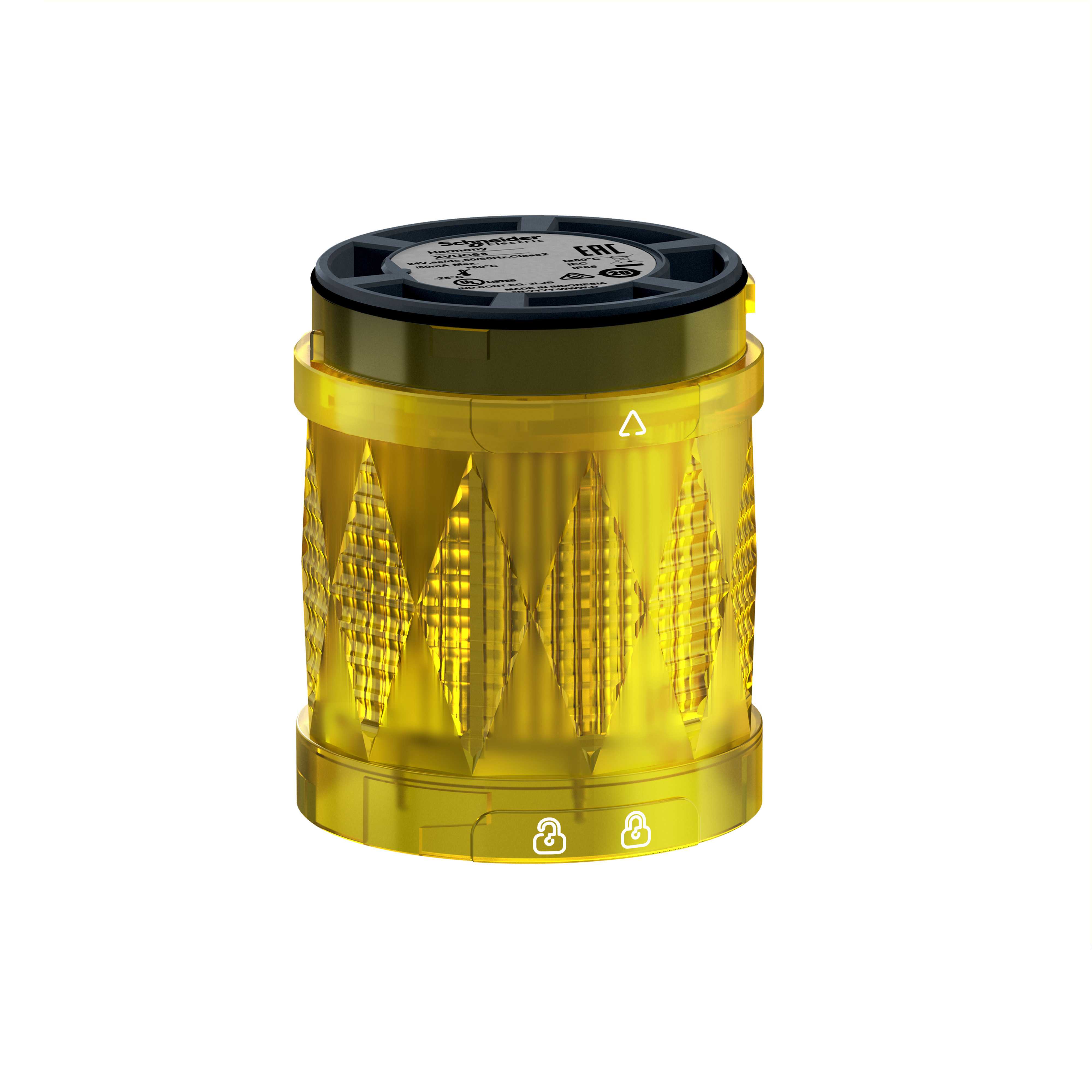 Telemecanique - Ø60 mm LED lysenhet for XVU lyskolonne i gul farge med kraftig flash