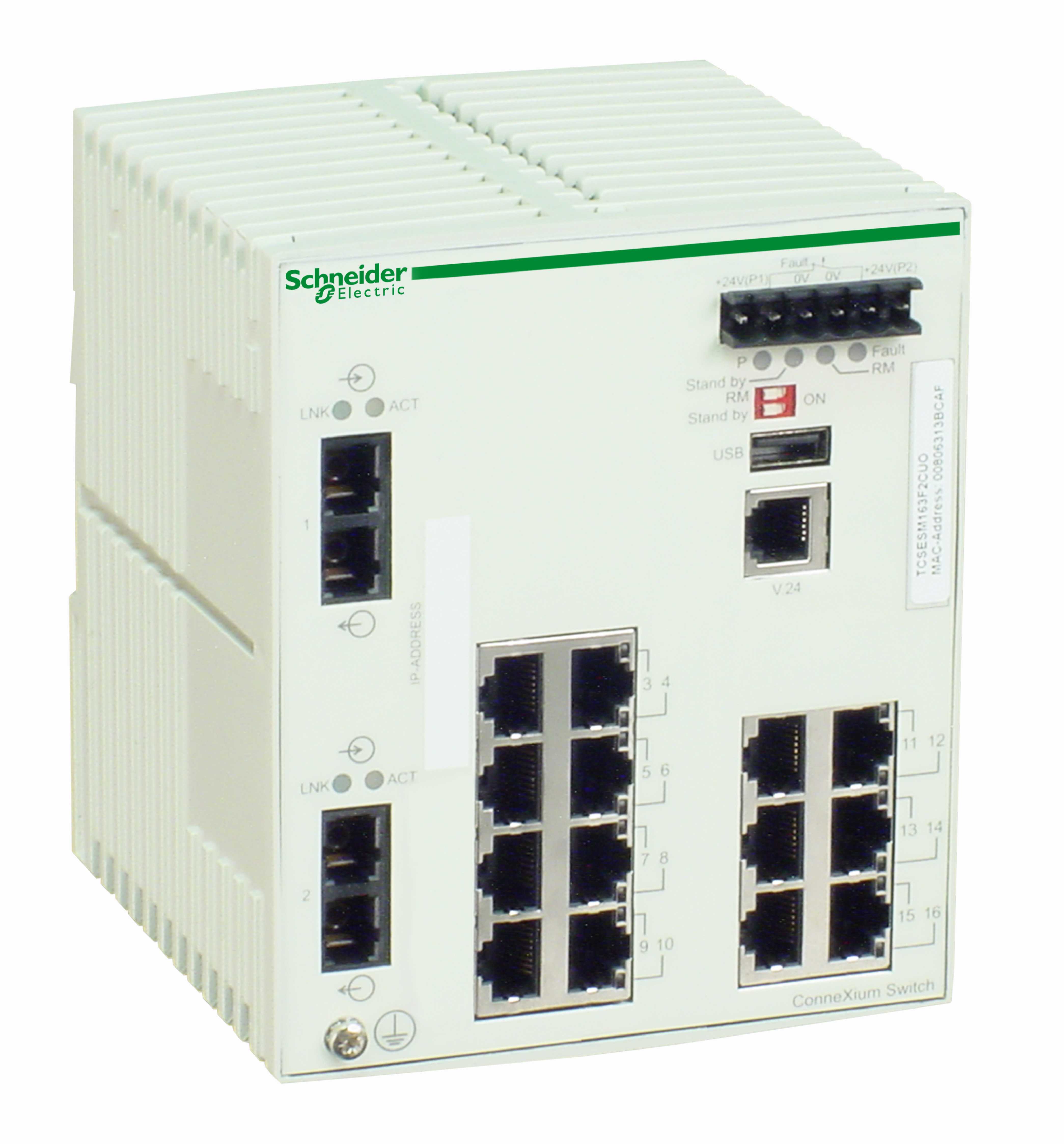 Schneider Electric - TCSESM163F2CU0 Switch 14 10/100TX, 2 100FX-MM