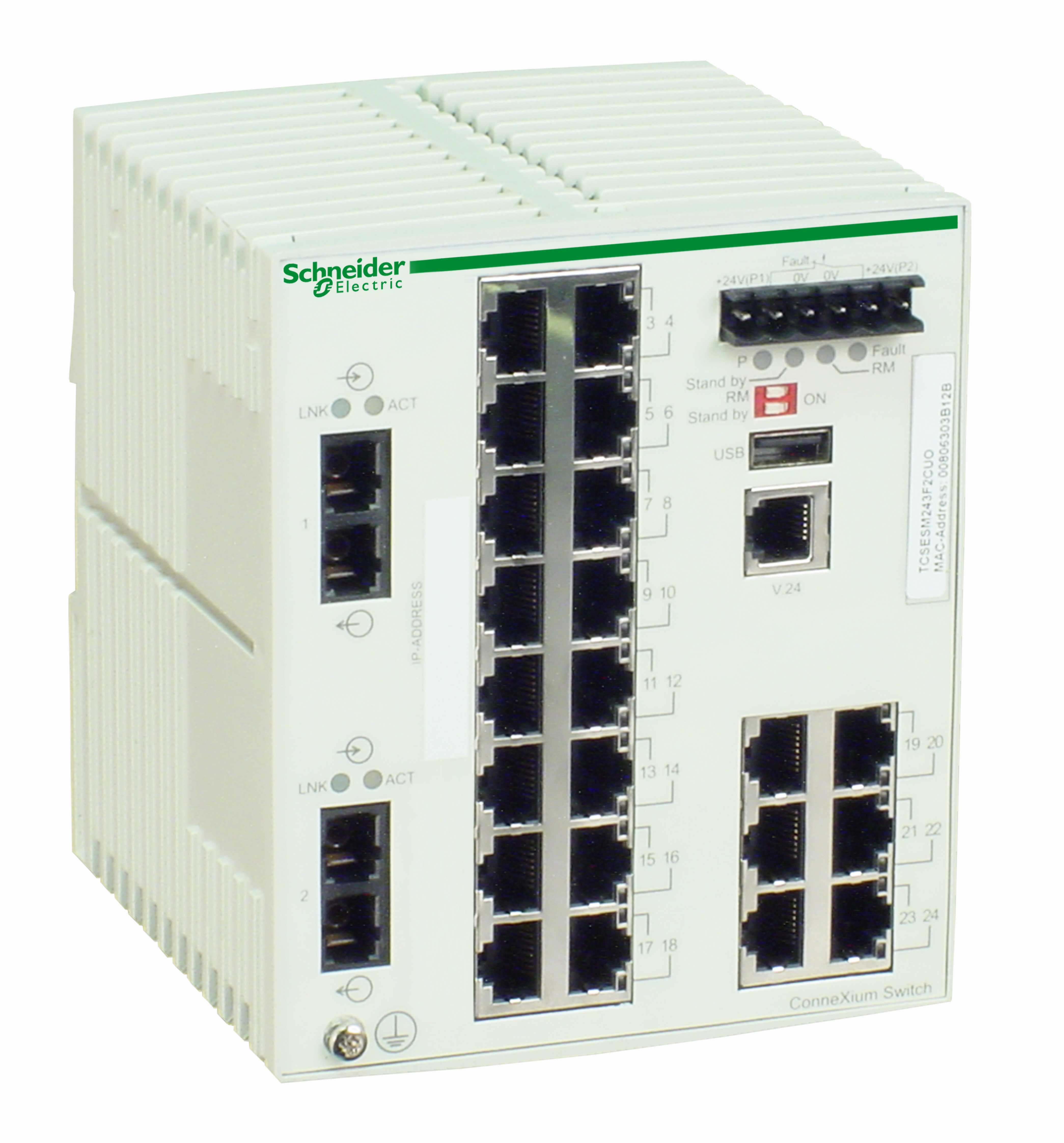 Schneider Electric - TCSESM243F2CU0 Switch 22 10/100TX, 2 100FX-MM