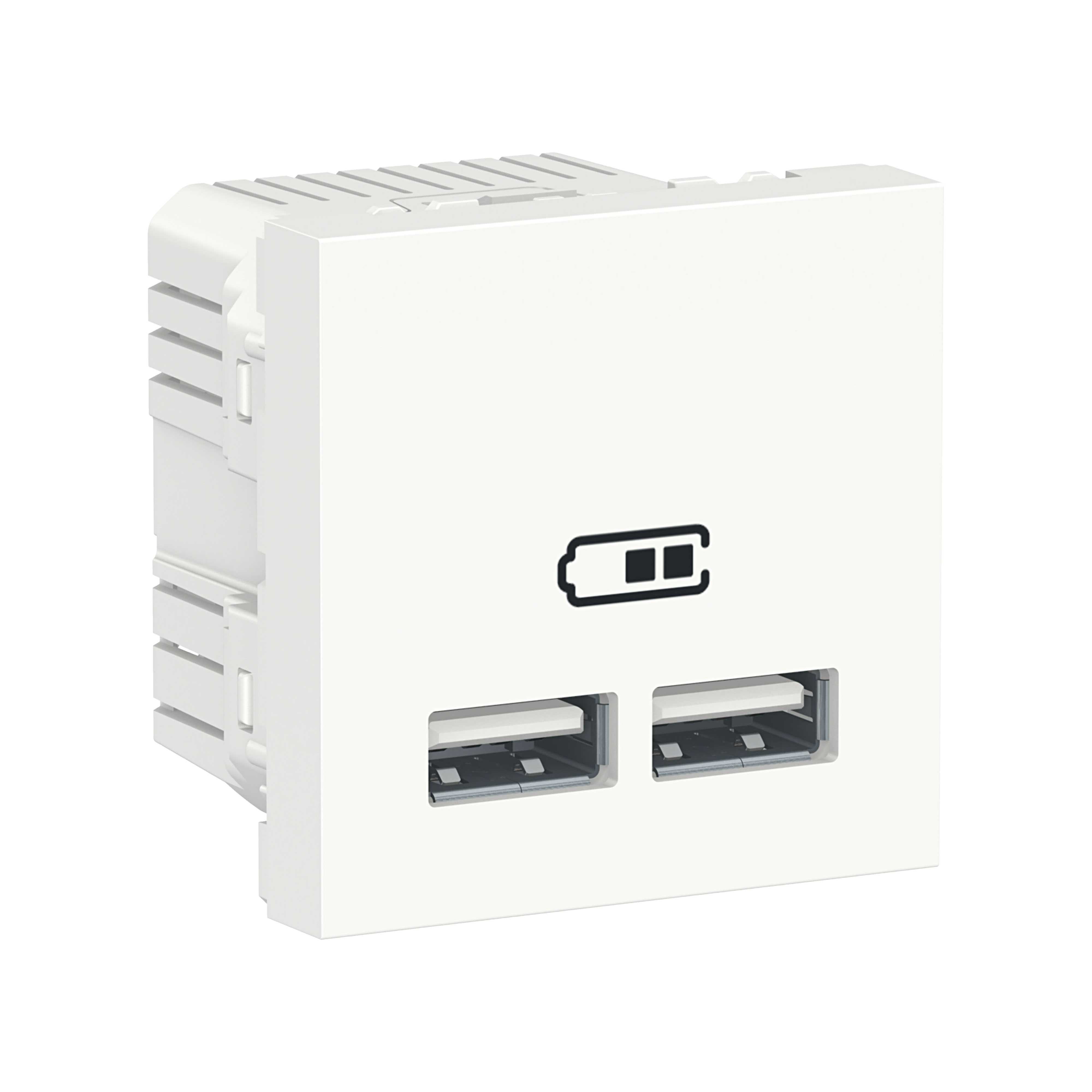 Schneider Electric - USB lader 2 x Type A - Hvit