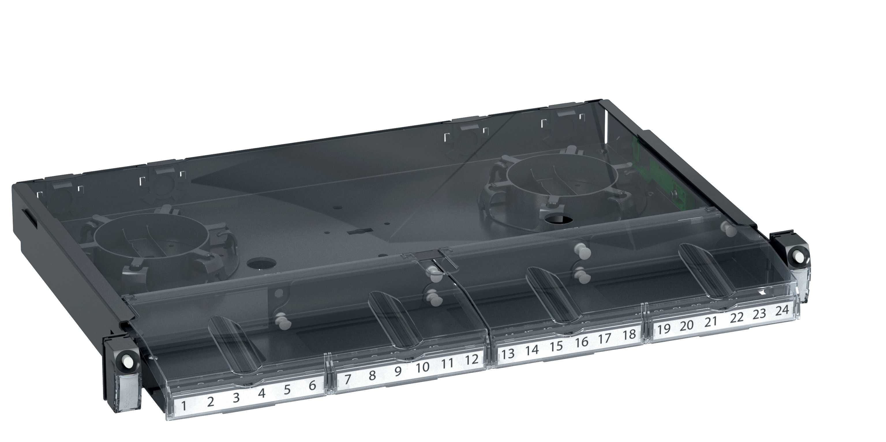 Schneider Electric - Actassi fiberpanel 1U 48 fiber, for 4 adapterplater, inkl 2 fiberspoler