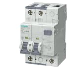Siemens - Jordfeilautomat, 2-pol, 32A, B karakteristikk, type A, 30 mA, Icn=10 kA, Icu=20kA, D=70mm
