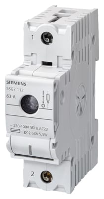 Siemens - MINIZED, sikring lastbryter med sikring, D02, 2-pol, In: 63 A, Un AC: 400 V