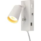 Unilamp - KONY LED USB Vegg Matt Hvit Sengelampe m/5,5W WarmDim LED