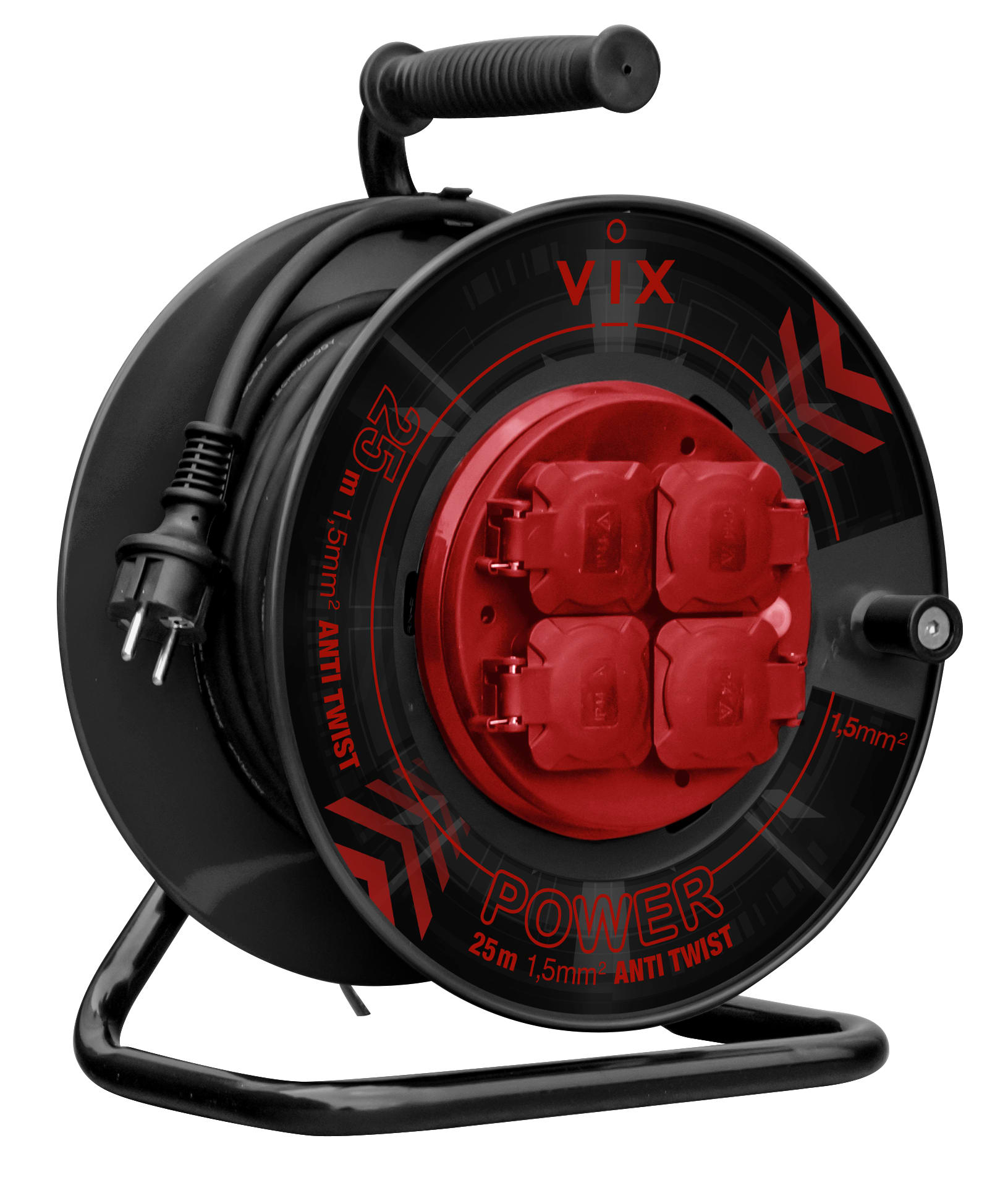 VIX Tools - Kabeltrommel 25m proff 1,5mm² kabel