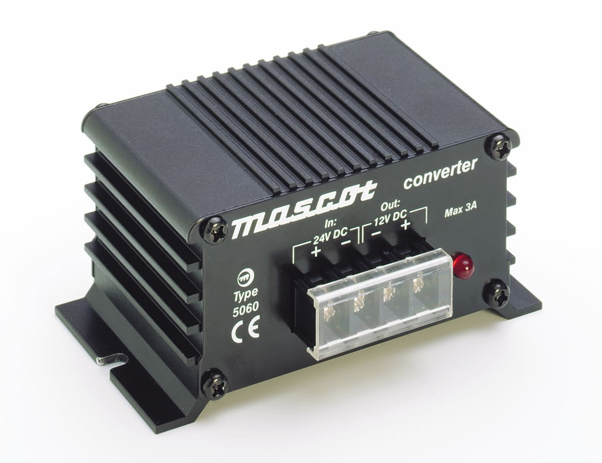 Mascot - 5060 Converter Switch mode - 24/12VDC stablisert - 3A kont./6A kortv - uten galvanisk skille